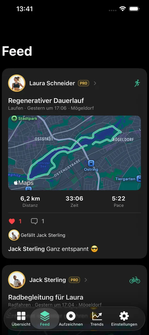 Feed mit Aktivitäten von Freunden