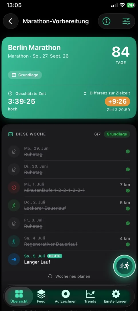 Marathon-Vorbereitung mit Wochenplan
